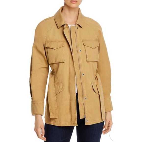 7 For All Mankind Utility Cotton Jacket Camel - Picture 3 of 5